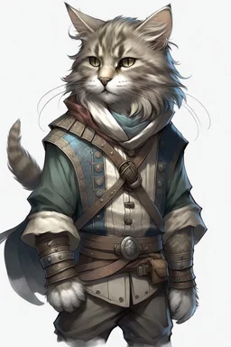 male grey Norwegian forest cat tabaxi pirate rogue dnd