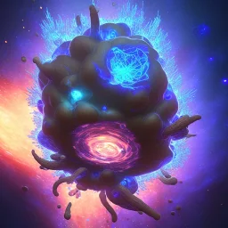 Spherical Frost metal magic armoured lightning Mycelium giant blob MUSHROOM flower stars galaxy SPACE lANDSCAPE BURNING IN BLUE FLAMES hellfire abyss math chaos