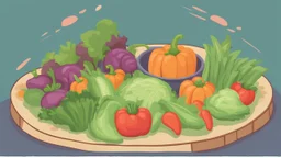 illustration for game. some vegetables bowl as an island