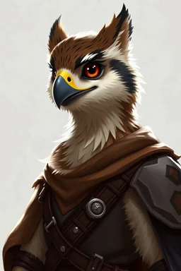 furry anthropomorphic male falcon character, druid character, smiling, brown eyes, masterpiece, light, expert, insanely detailed, 4k resolution, sharp, dungeons & dragons, full length, peregrine falcon, druid robes, leather armor