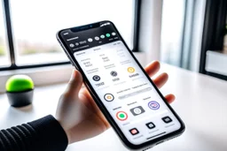 A person who uses a smart app on their smartphone to organize their tasks and appointments in an organized and efficient manner. Modern photography shows the attractive design of the app that helps the user manage their daily life and achieve their goals