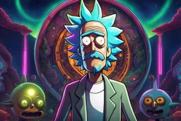 Rick in 8k realistic drawing style, Rick and morty world, close picture, neon, intricate details, highly detailed, high details, detailed portrait, masterpiece,ultra detailed, ultra quality