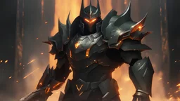 Sauron mixed with Doomguy in 8k solo leveling shadow artstyle, machine them, close picture,
