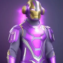 Cosmic super hero, purple costume,4k image, gray and purple colour costume