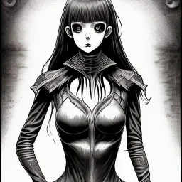 gothic girl, Junji Ito style,