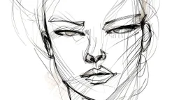 sketch of a woman's face, expressive line-work, in the style of beautiful portraits --ar 35:64 --stylize 750