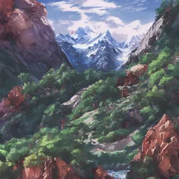 a mountain landscape in the style of artgerm