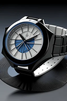 Generate an image illustrating the sleek, contemporary design of a ceramic watch, incorporating geometric elements and clean lines.