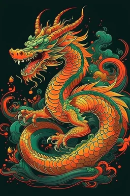 Beautiful Chinese dragon symbol reburn from flam