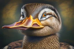 duck portrait, perfect composition, hyperrealistic, super detailed, 8k, high quality, trending on artstation, studio photo, highly detailed, wide borders