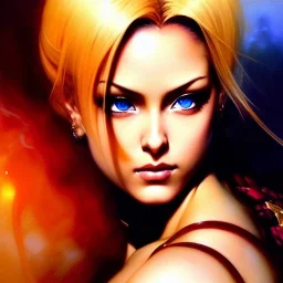 Drawing of beautiful face,busty Cammy-street fighter,intense stare,Minimal ancient armor, balanciaga fashion clothe painting by gaston bussiere, greg rutkowski, yoji shinkawa, yoshitaka amano, tsutomu nihei, donato giancola, tim hildebrandt, oil on canvas, cinematic composition, extreme detail,fit full head inside picture,16k