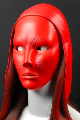 Red rubber face with rubber effect in all face with white sponge rubber effect long hair