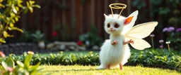 totally symmetric fluffy angel gremlin slug nice cheerleader in garden doing her thing full body portrait T-pose