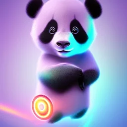 Panda humanoid, mint color fur, ice, rainbow, powers