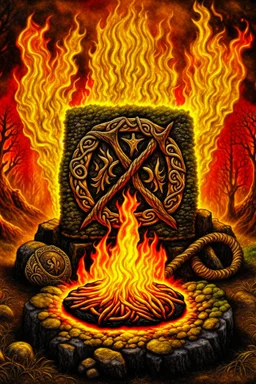 European pagan rune art with fire