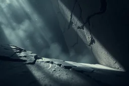 abstract surreal composition suggesting secrecy and quiet discovery, half-lit shadows, textures of silk and stone, faint glimmers of light seeping through cracks, muted cool color palette, soft haze and depth, mysterious yet inviting mood --ar 3:2 --v 6.1