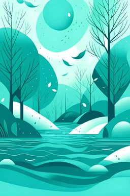 calming illustration in teal colour