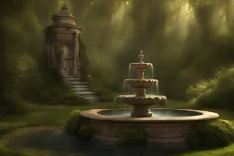 fantasy fountain into the woods