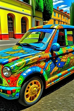 colorful cars van Gogh.