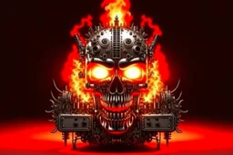 4K. REALISTIC FULL DETAILS. LOGO EMISSION DE RADIO HARDROCK FIRESTARTER TERMINATOR.