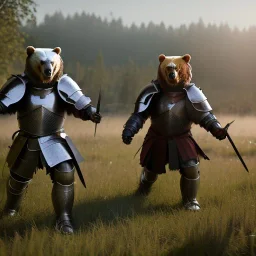 bears in knight armor fighting