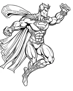 real massive Superman fly, coloring page, no leaves, full body (((((white background))))), only use an outline., real style, line art, white color, clean line art, white background, Sketch style