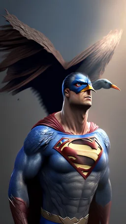 superman become bird, ultra realistic, 4k, ultra detail, full body, full picture