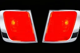 2 vehicle taillight(with chrome trim) on black background, add details and inner glow