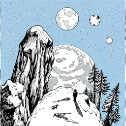 a alone man. pen and ink, birds eye view, illustrated by hergé, Background space and earth