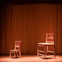 a single chair on stage in the beam of spotlight