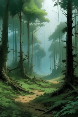 a forest clearing, concept art in the style of travis charest