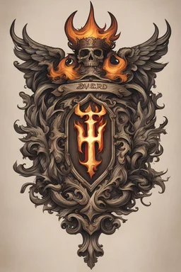 flame cowerd family crest with a huge H in the center