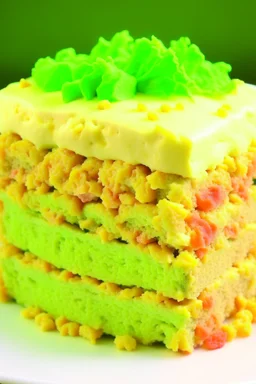 Sponge cake, tuna flavored with mayo frosting