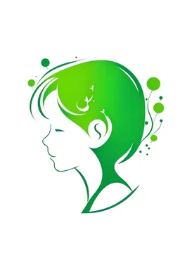 logomarca de uma clinica psicologica infantil com as cores branca e alguns tons de verde