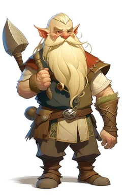 young handsome blonde nomadic dwarf with wargong dnd