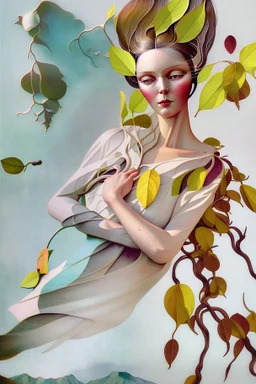 Streamline moderne woman windblown hair trees leaves carel weight Oxana dobrovolska catrin welz-stein andrea kowch andrea kurti art deco