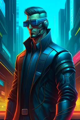 cyberpunk retro futuristic corporate man