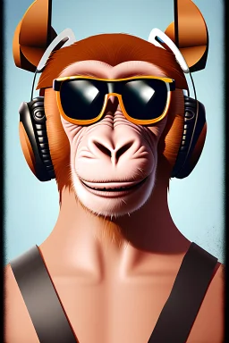 monkey with sunglasses and headphones