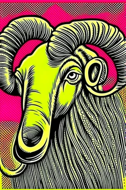 Vintage pop art style, horn of a ram