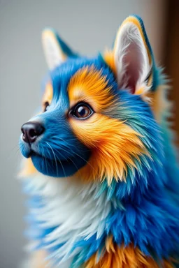 Haz una mascota con los colores azul, naranja y verde