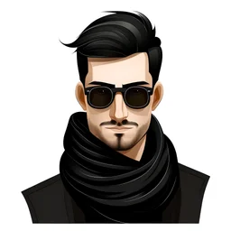 Avatar of a man wearing a black scarf and aviator glasses