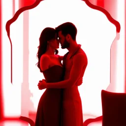 dark silhouette meets counterpart in mirror, red vibes, romantic