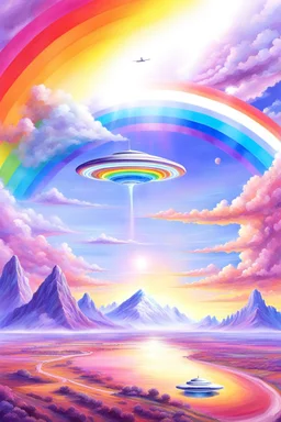 realist, high,rainbow commander, intergalactic beautiful wjthe ufos rainbows,high contact, futuriste