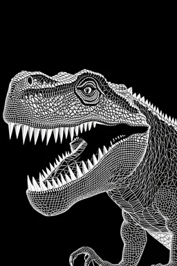 Tyrannosaurus Rex, Abstract, Minimal, Transparent Background, Black and White, Extra Bold Lines, Ignore Details, No Shadows, 2D
