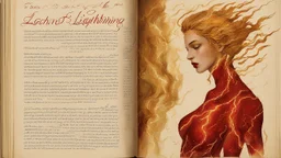 Text for a song about lightning space and beautiful golden, red women, text on a pages.