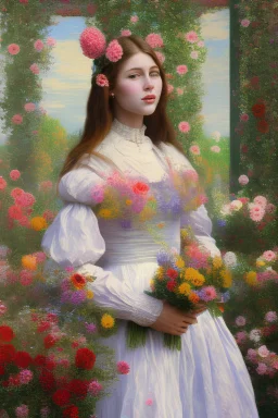 girl with flowers monet