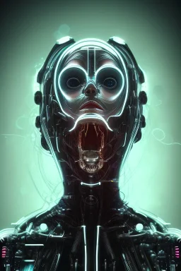 cyberpunk, head, scream women, portrai, face cry, perfect eyes, tron, cyborg, robot, cyborg, seven , perfekt, real, dream, hr giger