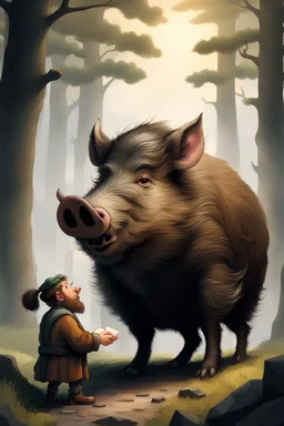 , With the teacher wild boar snorting, our brave dwarf stumbled. On day two, he regrouped, plotting a clever scheme, With a giant cheese wedge, he lured it like a dream.