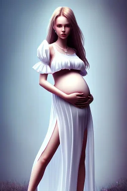 Girl, cute, beautiful, pregnant, long dress