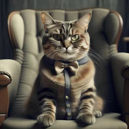 gato con lentes sentado en una silla